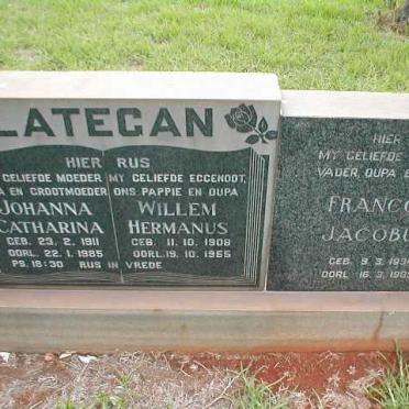 LATEGAN Willem Hermanus 1908-1955 &amp; Johanna Catharina 1911-1985 :: LATEGAN Francois Jacobus 1934-1985