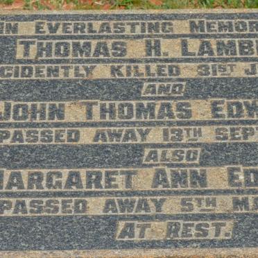 LAMBERT Thomas H. -1935 :: EDWARDS John Thomas -1947 &amp; Margaret Ann -1954