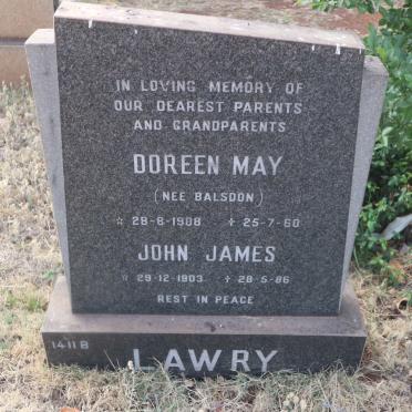 LAWRY John James 1903-1986 &amp; Doreen May BALSDON 1908-1960