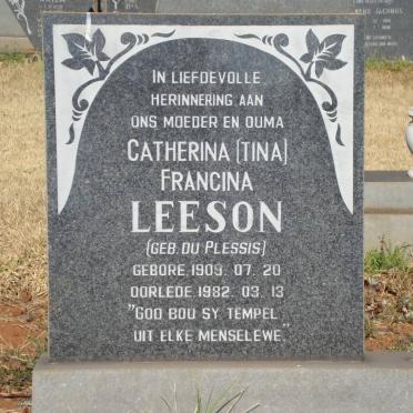 LEESON Catherina Francina nee DU PLESSIS 1909-1982