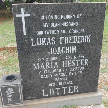 LOTTER Lucas Frederik Joachim 1889-1974 &amp; Maria Hester 1906-2000