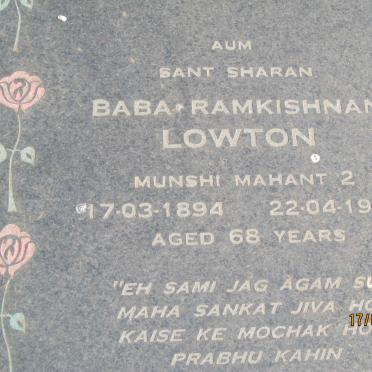 LOWTON Baba Ramkishnan 1894-1962