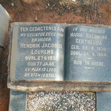 LOURENS Hendrik Jacobus -1932 &amp; Maria Salomina Gertreuda 1870-1964