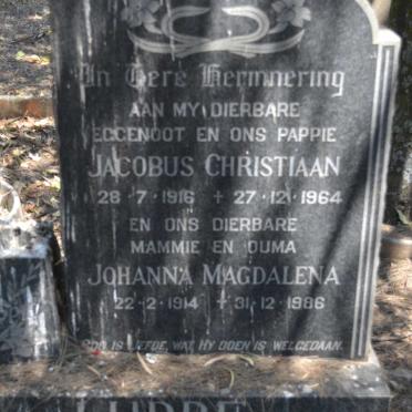 LUBBE Jacobus Christiaan 1916-1964 &amp; Johanna Magdalena 1914-1986