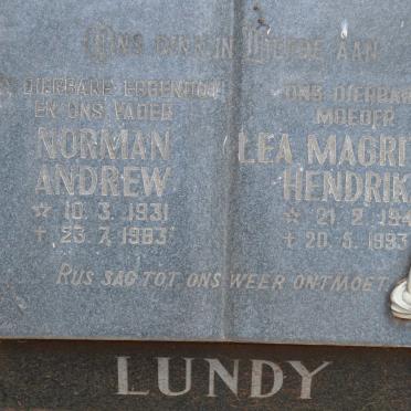 LUNDY Norman Andrew 1931-1983 &amp; Lea Magritha Hendrika 1941-1993