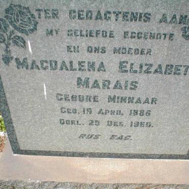 MARAIS Magdalena Elizabeth nee MINNAAR 1886-1960