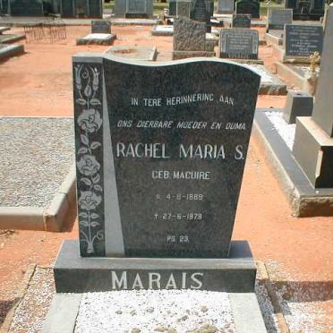 MARAIS Rachel Maria S. nee MAGUIRE 1889-1978
