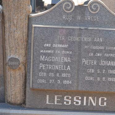 MARAIS Louisa 1896-1984 :: LESSING Pieter Johannes 1916-1968 &amp; Magdalena Petronella 1920-1984  