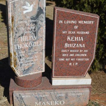 MASEKO Kehia Bhizana 1941-1996 &amp; Hilda Thokozile 1943-2009