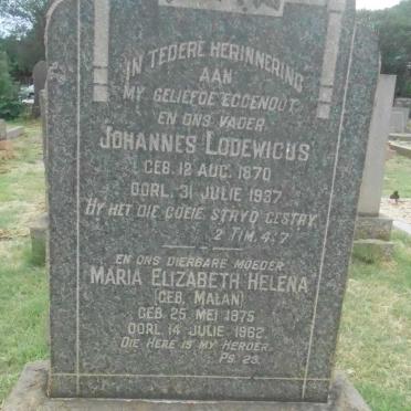 MARAIS Johannes Lodewicus 1870-1937 &amp; Maria Elizabeth Helena MALAN 1875-1962