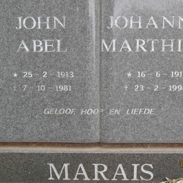 MARAIS John Abel 1913-1981 &amp; Johanna Marthina 1918-1998 