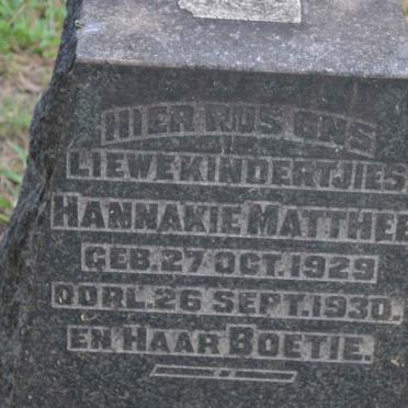 MATTHEE Hannakie 1929-1930 :: MATTHEE ?