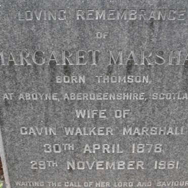 MARSHALL Margaret nee THOMSON 1876-1961
