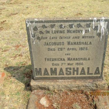 MAMASHALA Jacobuso -1925 &amp; Fredricka -1950