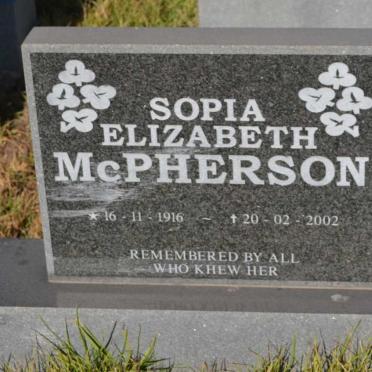McPHERSON Sopia Elizabeth 1916-2002