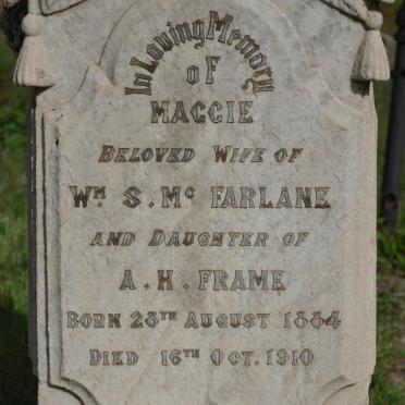 McFARLANE Maggie nee FRAME 1884-1910