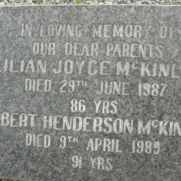 McKINLAY Robert Henderson -1989 &amp; Lilian Joyce -1987