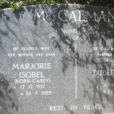 McCALMAN Dudley John 1911-1988 &amp; Marjorie Isobel CASEY 1912-1985
