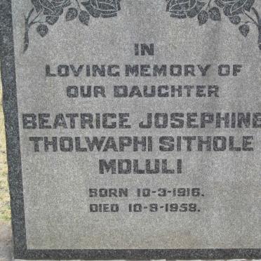 MDLULI Beatrice Josephine Tholwaphi Sithole 1916-1958