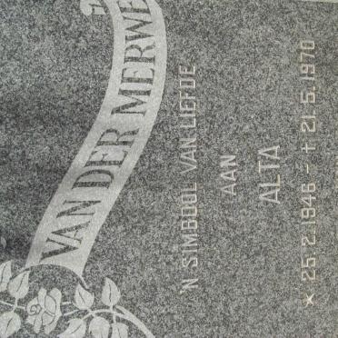 MERWE Alta, van der 1946-1970