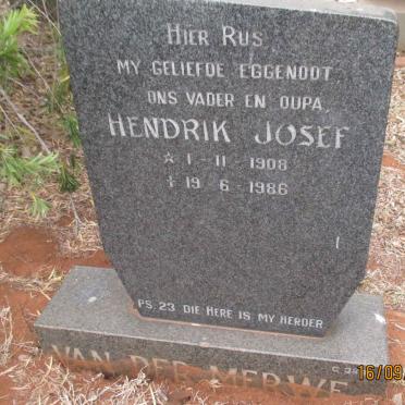 MERWE Hendrik Josef, van der 1908-1986