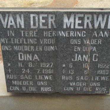 MERWE Jan C., van der 1922-1983 &amp; Dina 1927-1981