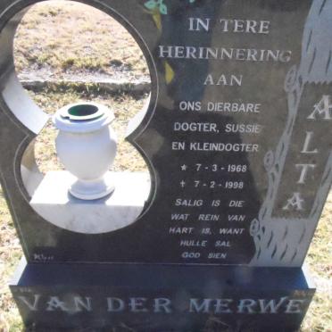 MERWE Alta, van der 1968-1998