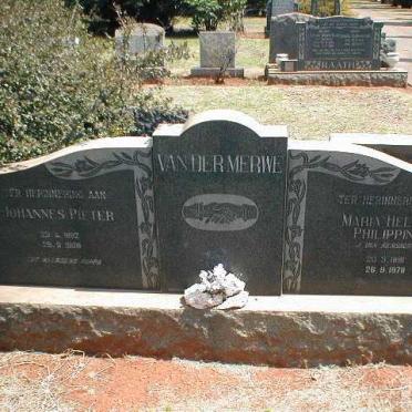 MERWE Johannes Pieter, van der 1892-1968 &amp; Maria Helena Philippina J. VAN RENSBURG 1891-1978