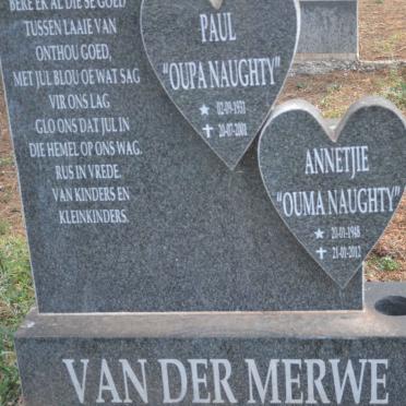 MERWE Paul, van der 1931-2001 &amp; Annetjie 1948-2012