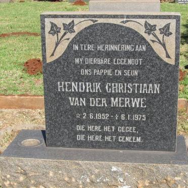 MERWE Hendrik Christiaan, van der 1952-1975