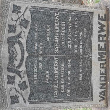 MERWE Carel, van der 1881-1944 &amp; Sarah ROODT 1894-1955