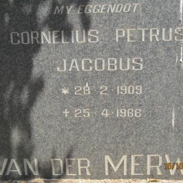 MERWE Cornelius Petrus Jacobus, van der 1909-1966