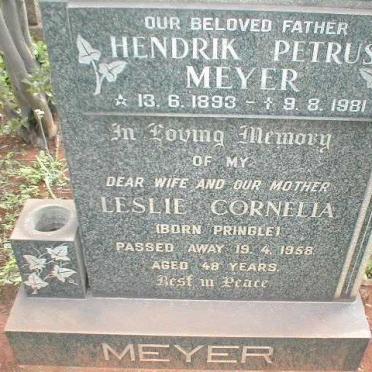 MEYER Hendrik Petrus 1893-1981 &amp; Leslie Cornelia PRINGLE -1958