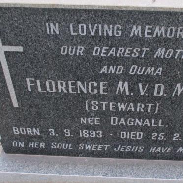 MERWE Florence M., van der formerly STEWART nee DAGNALL 1893-1969