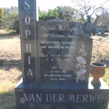 MERWE Sophia, van der 1946-2002