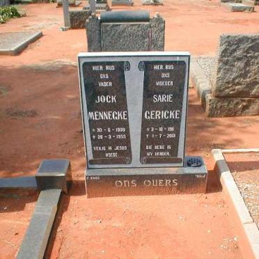 MENNEGKE Jock 1906-1955 &amp; GERICKE Sarie 1911-2001