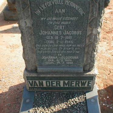 MERWE Gert Johannes Jacobus, van der 1881-1945 &amp; Johanna Gloudina 1889-1959