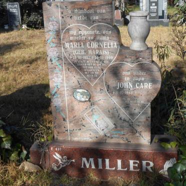 MILLER John Care 1940- &amp; Maria Cornelia MARAIS 1937-1999