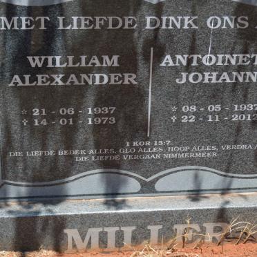 MILLER William Alexander 1937-1973 &amp; Antoinetta Johanna 1937-2012