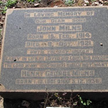 MILNS Henry George 1901-1938 :: MILNS John 1914-1921