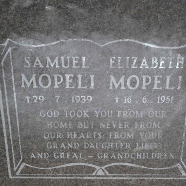 MOPELI Samuel -1939 &amp; Elizabeth -1951
