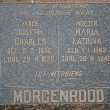 MORGENROOD Joseph Charles 1850-1922 &amp; Maria Katrina 1862-1948