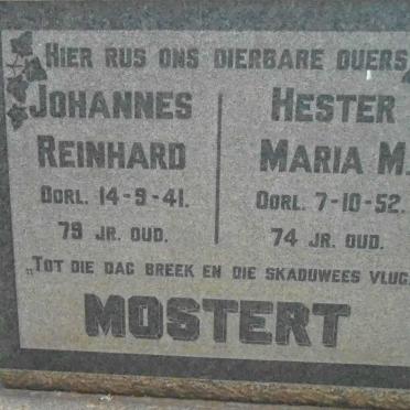 MOSTERT Johannes Reinhard -1941 &amp; Hester Maria M. -1952