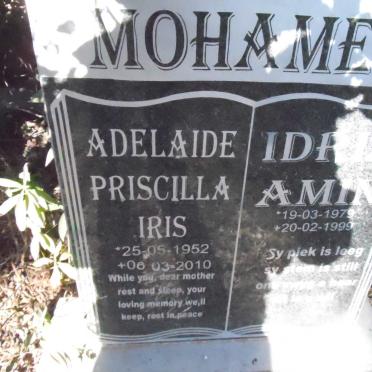 MOHAMED Adelaide Priscilla Iris 1952-2010 :: MOHAMED Idris Amin 1979-1999