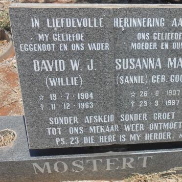 MOSTERT David W.J. 1904-1963 &amp; Susanna Maria GOOSEN 1907-1997