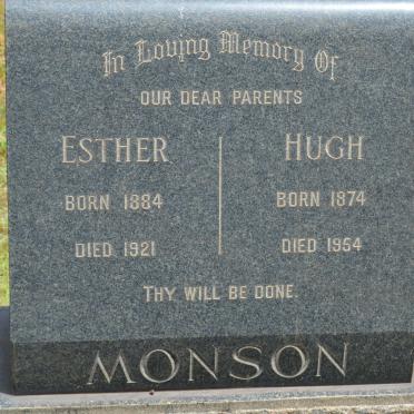 MONSON Hugh 1874-1954 &amp; Esther 1884-1921