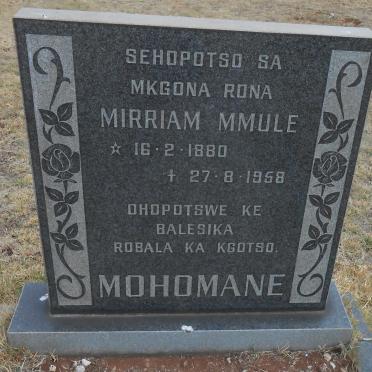 MOHOMANE Mirriam Mmule 1880-1958