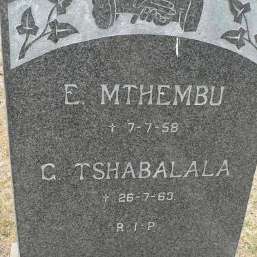 MTHEMBU E. -1958 :: TSHABALALA G. -1963