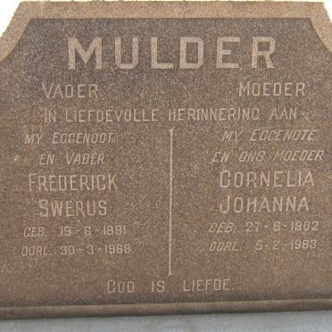 MULDER Frederick Swerus 1891-1968 &amp; Cornelia Johanna 1902-1963