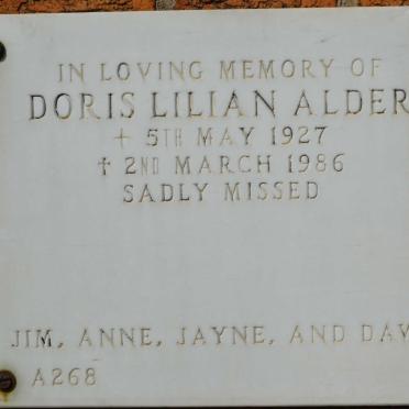 ALDER Doris Lilian 1927-1986